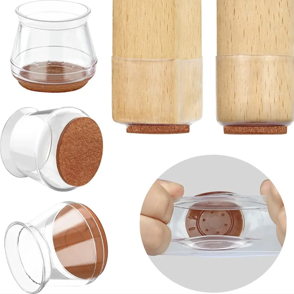 24 pcs transparent stretchy chair leg protectors